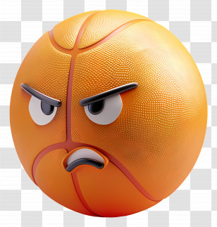 Basketball - Angry Cartoon Face On A Basketball Transparent PNG