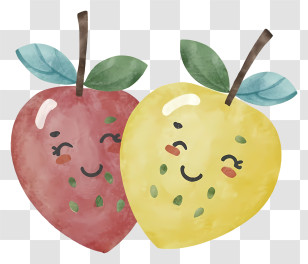 Cartoon - Smiling Red And Yellow Fruits Transparent PNG