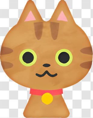 Icon - Cartoon Brown Cat With Collar Transparent PNG