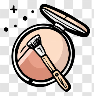 Cartoon - Makeup Compact With Brush For Beauty Transparent PNG