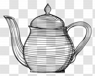 Teapot - Sketched Teapot In Minimalist Line Art Style Transparent PNG