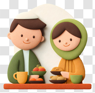Couple Eating Food - Cute Couple With Food And Drinks Transparent PNG