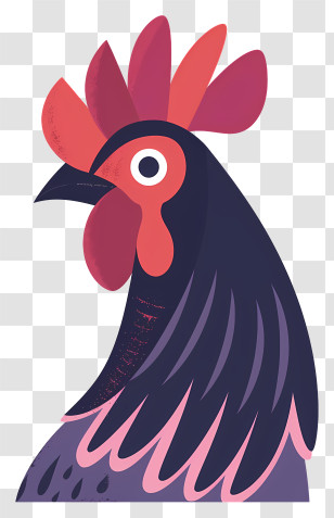 Rooster - Colorful Illustrated Rooster Head Transparent PNG