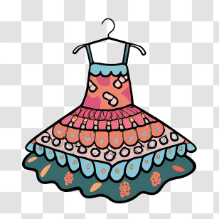 Cartoon Dress - Colorful Decorative Patterned Dress On Hanger Transparent PNG