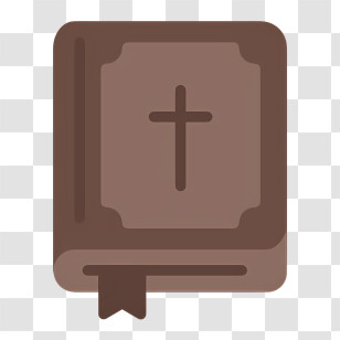 Holy Bible Book Icon - Simple Brown Religious Book With Cross Transparent PNG