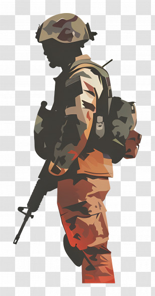 Soldier - Silhouette Of A Soldier In Camouflage Gear Transparent PNG