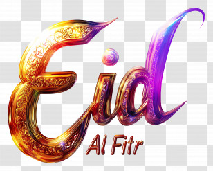 Eid Ul Fitr - Colorful Eid Al Fitr Text Design Transparent PNG