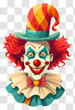Clown - Creepy Clown With Colorful Hat Transparent PNG