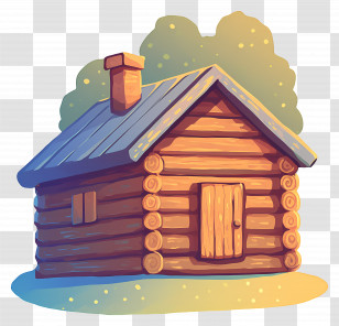 Log Cabin - Illustration Of A Wooden Log Cabin In Rustic Scenery Transparent PNG