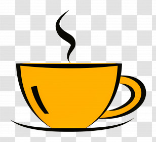 Coffee Logo - Yellow Coffee Cup With Steam Transparent PNG