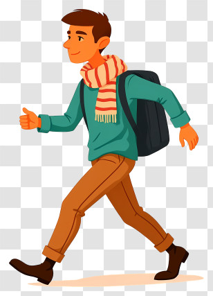 Man Walking To Work - Man Walking With Backpack Transparent PNG
