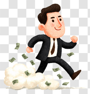 Businessman Earning Profit - Man Running With Money Transparent PNG