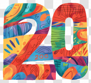 Number 20 - Colorful Number 20 Illustration Transparent PNG