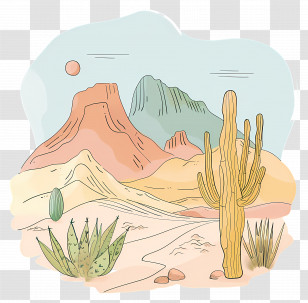 Desert Landscape - Beautiful Desert Landscape Illustration Transparent PNG
