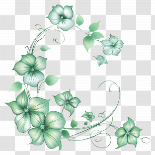 Green Flower - Green Ornamental Flowers Design Transparent PNG