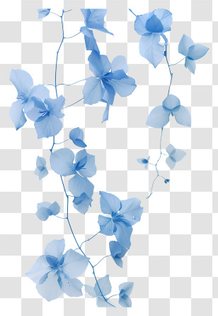 Blue Flower Vine - Blue Hanging Floral Vine Decoration Transparent PNG