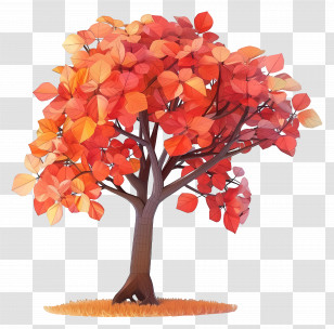 3d Tree - Beautiful Autumn Tree With Vibrant Leaves Transparent PNG