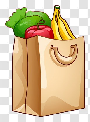 Brown Paper Bag - Paper Grocery Bag With Fruits And Vegetables Transparent PNG