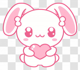 Cinnamoroll - Pink Bunny Holding Heart Illustration Transparent PNG