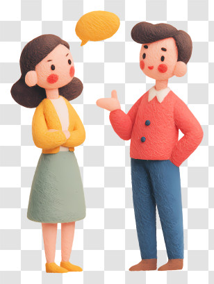 People Discussing A Project - 3D Cartoon People In Discussion Transparent PNG