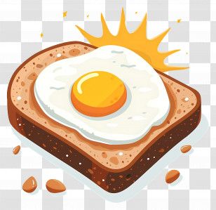 Toast - Toast With Sunny-Side-Up Egg Illustration Transparent PNG