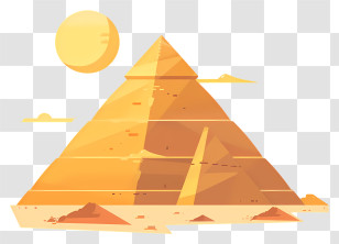 Egypt Pyramid - Cartoon Illustration Of Golden Pyramid With Sun Transparent PNG
