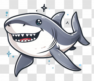 Cute Shark - Smiling Shark Cartoon Illustration Transparent PNG