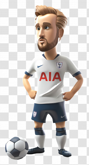 Harry Kane - Cartoon Soccer Player With Team Jersey And Ball Transparent PNG