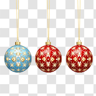 Christmas Balls - Festive Christmas Ornaments With Gold Patterns Transparent PNG