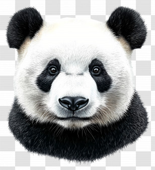 Panda Bear - Realistic Panda Face Illustration Transparent PNG