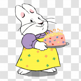 Max Ruby - Bunny With Birthday Cake Transparent PNG
