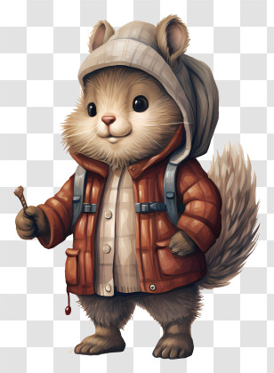 Cartoon Squirrel - Cute Squirrel In A Hoodie Transparent PNG