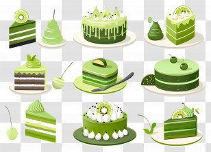 Matcha Dessert - Collection Of Green Cakes And Desserts Transparent PNG