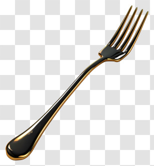 Fork - Golden Metallic Fork For Elegant Dining Transparent PNG