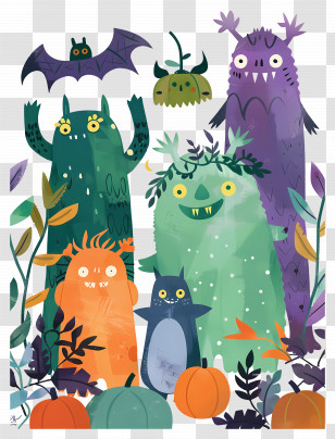 Cartoon Monsters - Colorful Cartoon Monsters For Halloween Transparent PNG