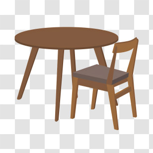 Cartoon - Wooden Table And Chair Set Transparent PNG