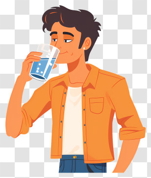 Drinking Water - Man Drinking Water Illustration Transparent PNG