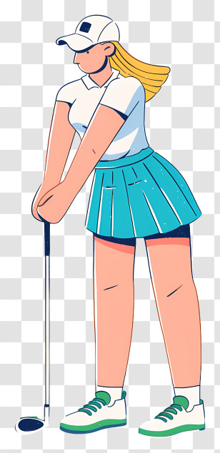 Golf Player - Female Golfer Ready To Swing Transparent PNG