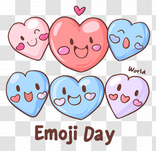 World Emoji Day - Emoji Hearts For World Emoji Day Transparent PNG