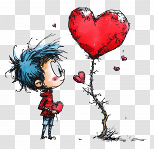 Valentines Day - Cartoon Boy With A Heart Transparent PNG