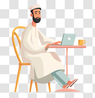 Muslim Student With Laptop - Illustration Of Man Working At Laptop Transparent PNG