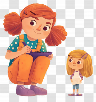 Think Girl - Girl Drawing With Child Transparent PNG