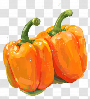 Illustration Of Orange Bell Peppers - Illustration Of Orange Bell Peppers Transparent PNG