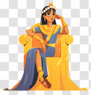 Egyptian Queen - Queen Sitting On Golden Throne Transparent PNG