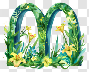 Mcdonalds Logo - Floral Letter M With Green Leaves And Flowers Transparent PNG