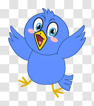 Cartoon - Cheerful Blue Cartoon Bird Transparent PNG