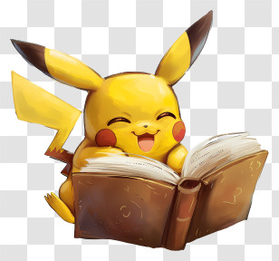 Pikachu - Pikachu Reading A Book Transparent PNG
