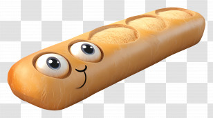 Cartoon Baguette - Cartoon Bread With Face Transparent PNG