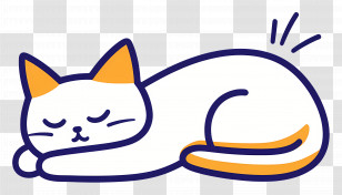 Cat Icon - Sleeping Cat With Orange Ears Transparent PNG