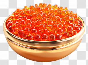Caviar Day - Red Caviar In Golden Bowl Transparent PNG
